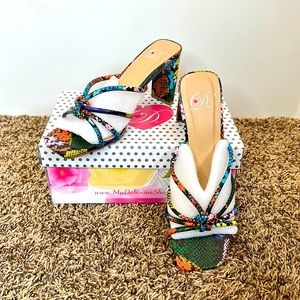 Marcia straps heeled python sandal- NWT